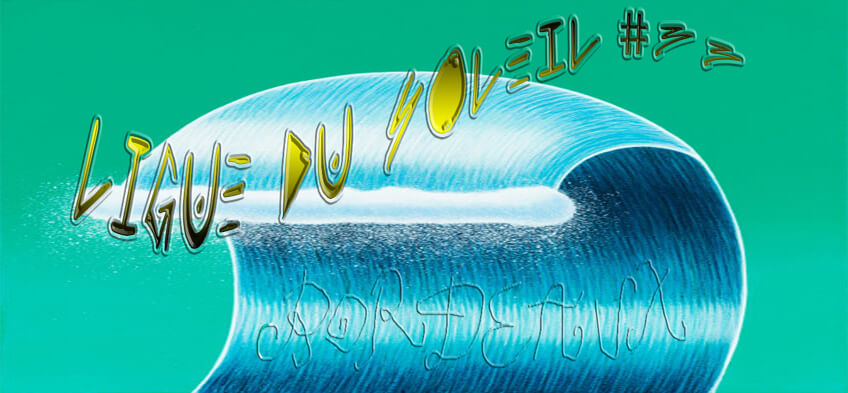 poster: a wave with the word "Bordeaux" on it and "Legue de Soleil #33"