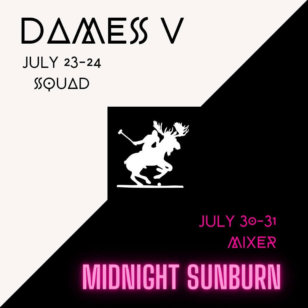 split poster, dames V and midnight sunburn