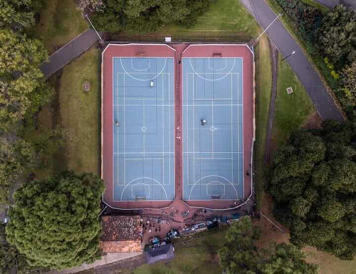 aerial shot of flagstaff gardens courts